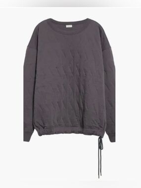 Dries Van Noten Charcoal Gray Quilted Pullover Sweatshirt
